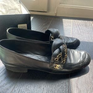 Chanel black braided loafers Sz 38
